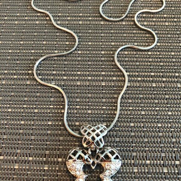 Silver Crisscross Butterly Charm Necklace - Picture 3 of 7